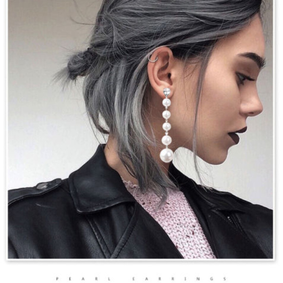 Jewelry - Crystal Stud Pearl Drops Cascade Earrings